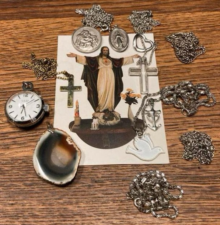 Vintage horloge en diverse sieraden, Sieraden, Tassen en Uiterlijk, Antieke sieraden, Ophalen of Verzenden, Zilver, Hanger, Verguld