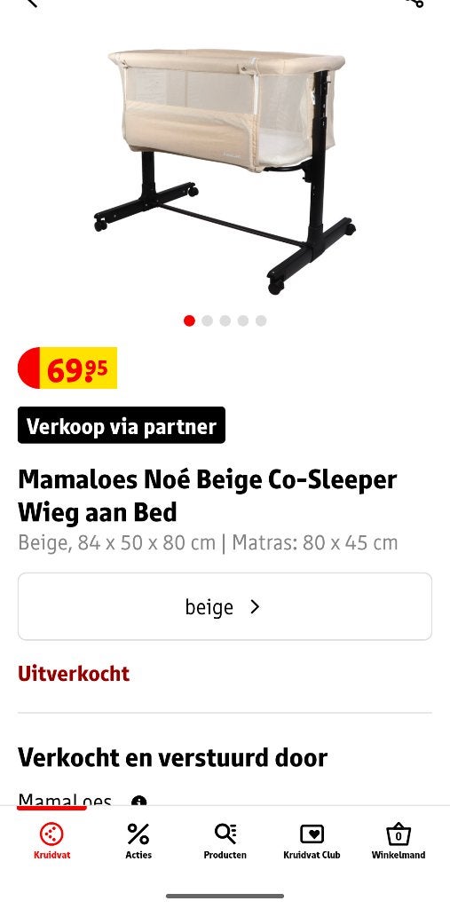 Co sleeper mamaloes, Kinderen en Baby's, Babywiegjes en Ledikanten, Ophalen, Nieuw, Wieg