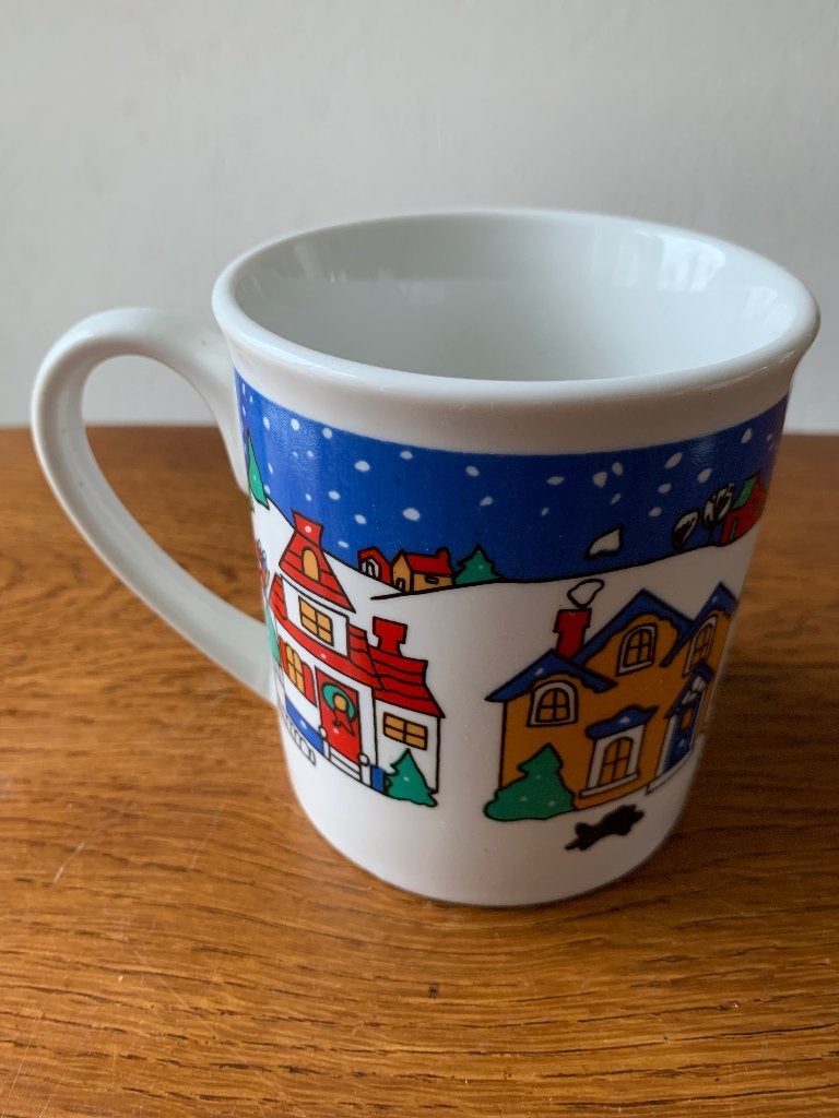 Mok "Kerstdorp met Slee" Nieuw, Diversen, Kerst, Ophalen of Verzenden, Nieuw