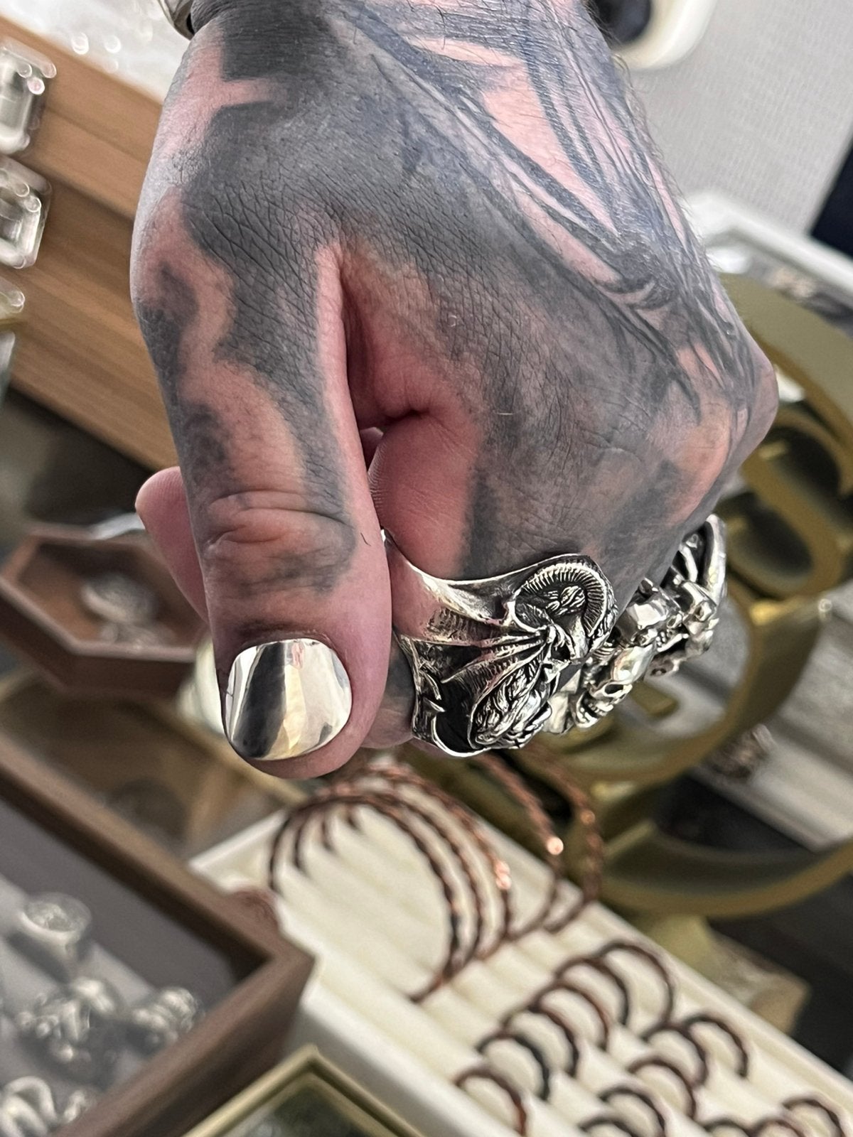 Zilveren nagel opmaat (massief zilver). 925 835 zilver., Sieraden, Tassen en Uiterlijk, Ringen, Ophalen of Verzenden, Nieuw, Zilver