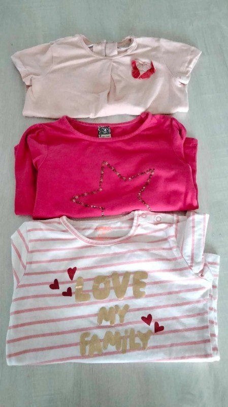 3 t shirt's / longsleeve maat 80 - 86, Kinderen en Baby's, Babykleding | Maat 86, Meisje, Ophalen of Verzenden, Zo goed als nieuw