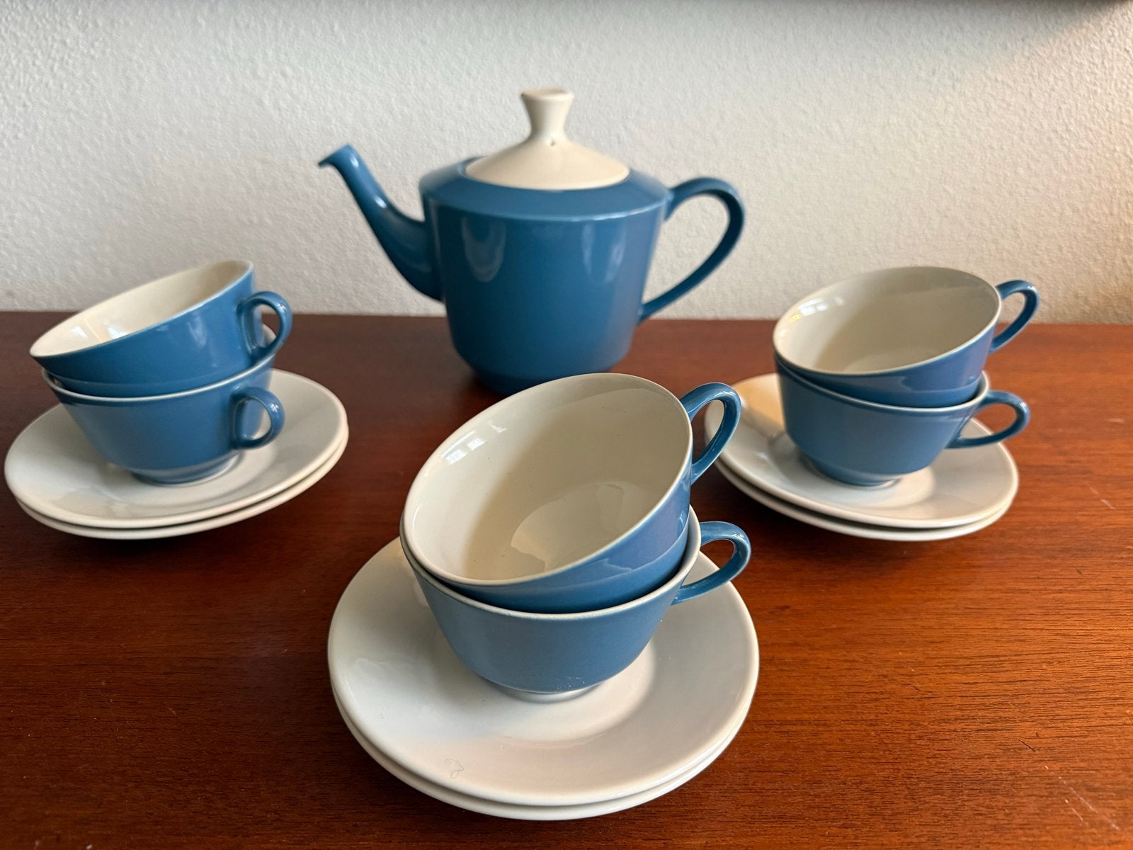 Fris Edam Jubilant theeservies blauw, helemaal gaaf, Overige merken, Keramiek, Vintage, Ophalen of Verzenden