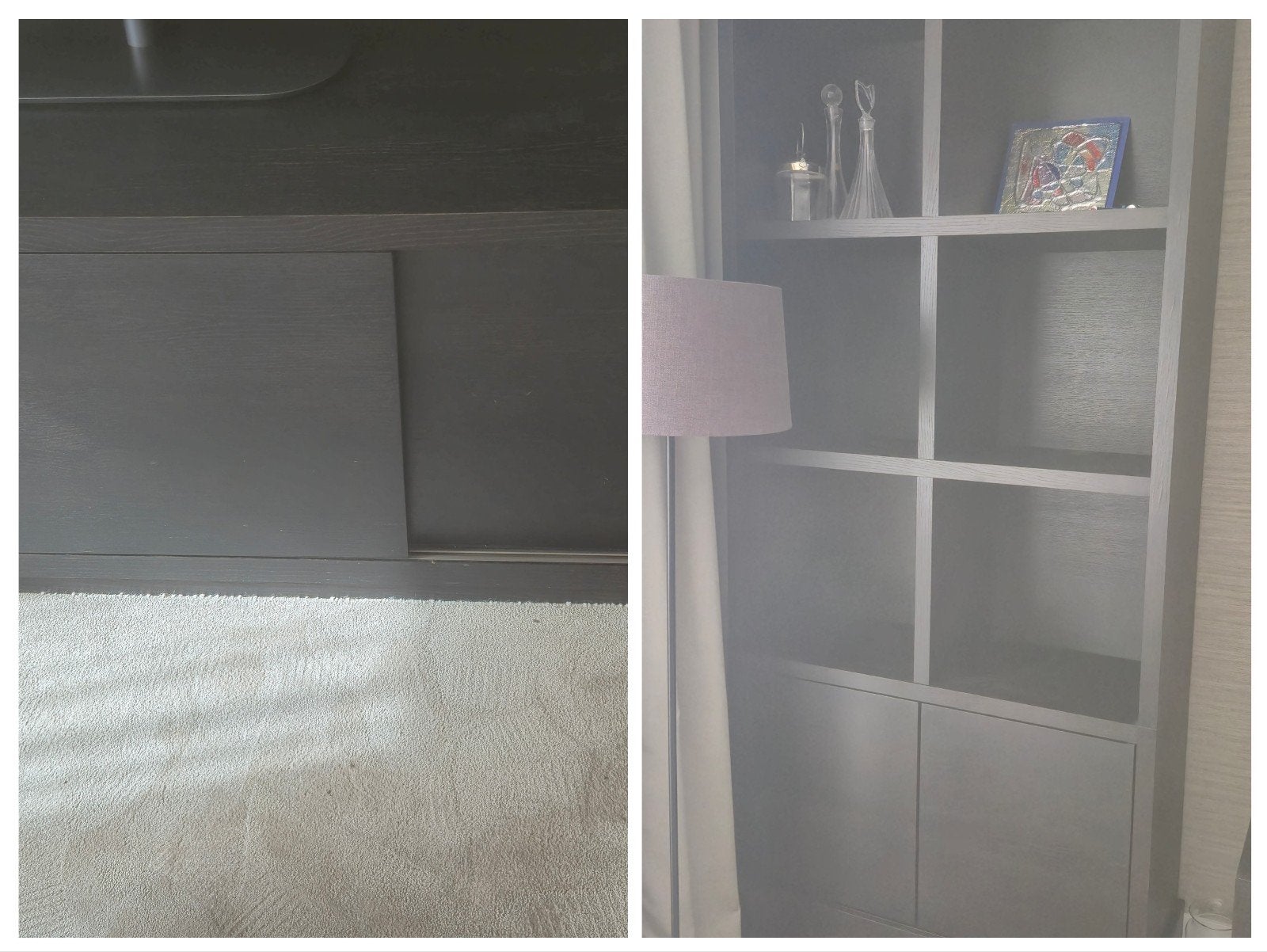 TV-kast en hoge vakkenkast - Donkerbruin/Zwart, Ophalen, Gebruikt, 100 tot 150 cm, 200 cm of meer