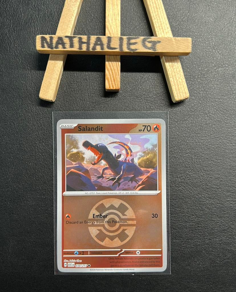 Salandit reverse 034/217 Pokemon Ascended Heroes, Ophalen of Verzenden, Nieuw, Losse kaart