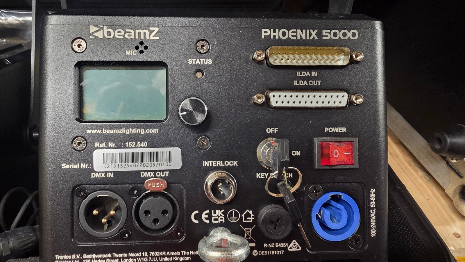 4x BeamZ Phoenix 5000 Laser + Pangolin Dongle, Ophalen, Zo goed als nieuw, Laser, Geluidgestuurd
