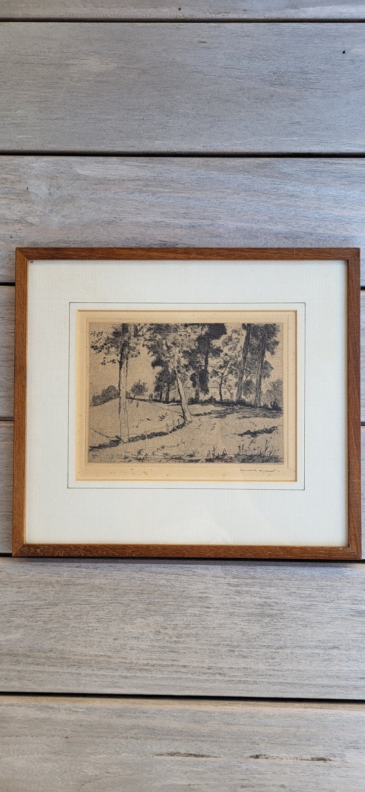 Hendrik de Laat: Landschap met bomen, ets, gesigneerd, Ets, Ophalen of Verzenden, Landschap, 28 cm