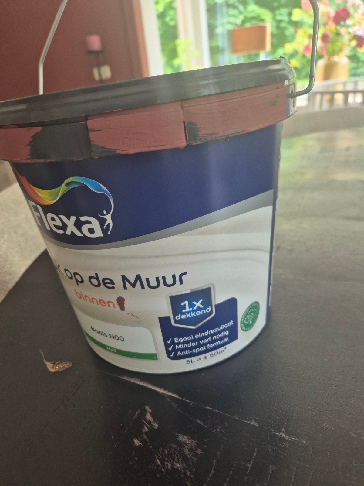 Flexa muurverf Red Jasper halve emmer, Gebruikt, Ophalen of Verzenden, Verf, Roze