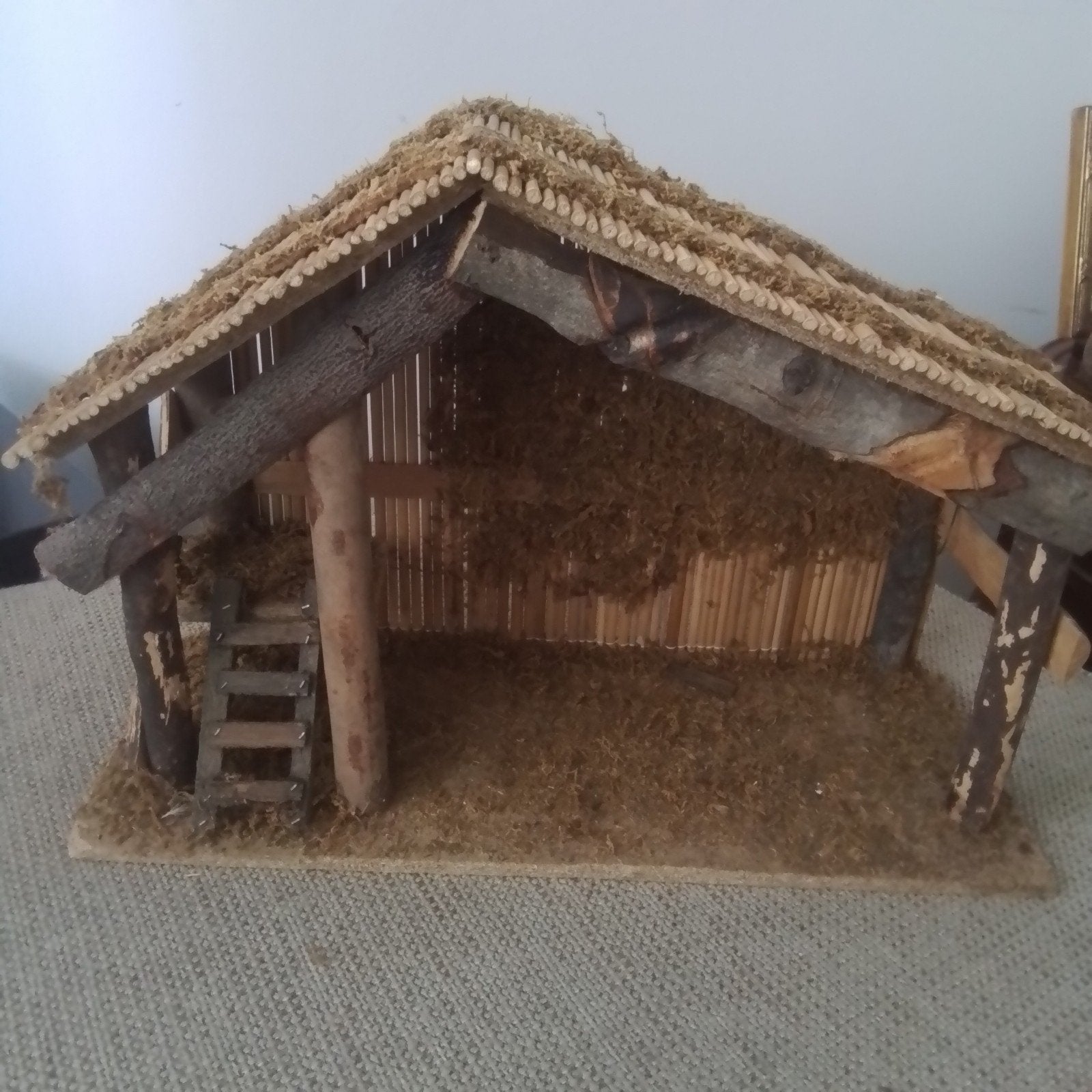 Oude hout en riet Kerststal 45cm breed, Ophalen of Verzenden