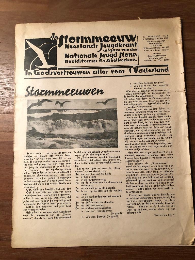 4 wintermaand 1940 Stormmeeuw. Neerlands Jeugdkrant,, Verzamelen, Verzenden, Nederland, Boek of Tijdschrift