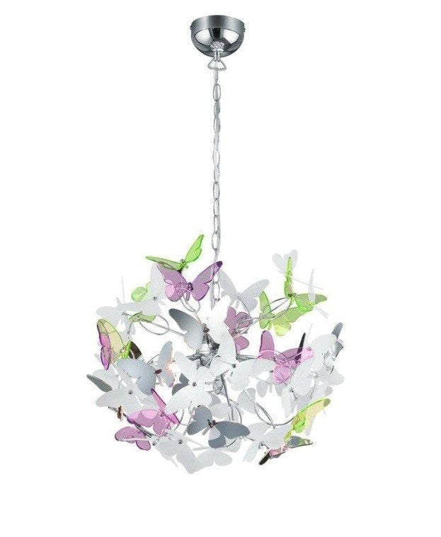 Prachtige Hanglamp Butterfly met Kleurige Vlinders, Kunststof, Verzenden, Nieuw, Overige fittingen