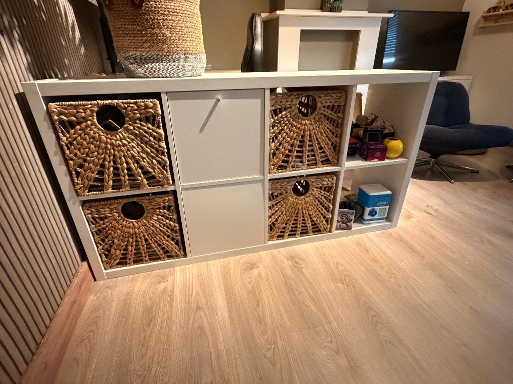 IKEA Kallax vakkenkast wit 8 vaks met 2 x deurtjes-inzet, Ophalen, Zo goed als nieuw, 200 cm of meer, Minder dan 100 cm
