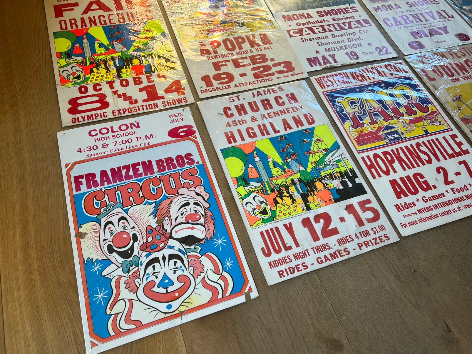 18 x VINTAGE AFFICHES CIRCUS, FAIRS CARNIVAL USA, Verzamelen, Ophalen of Verzenden