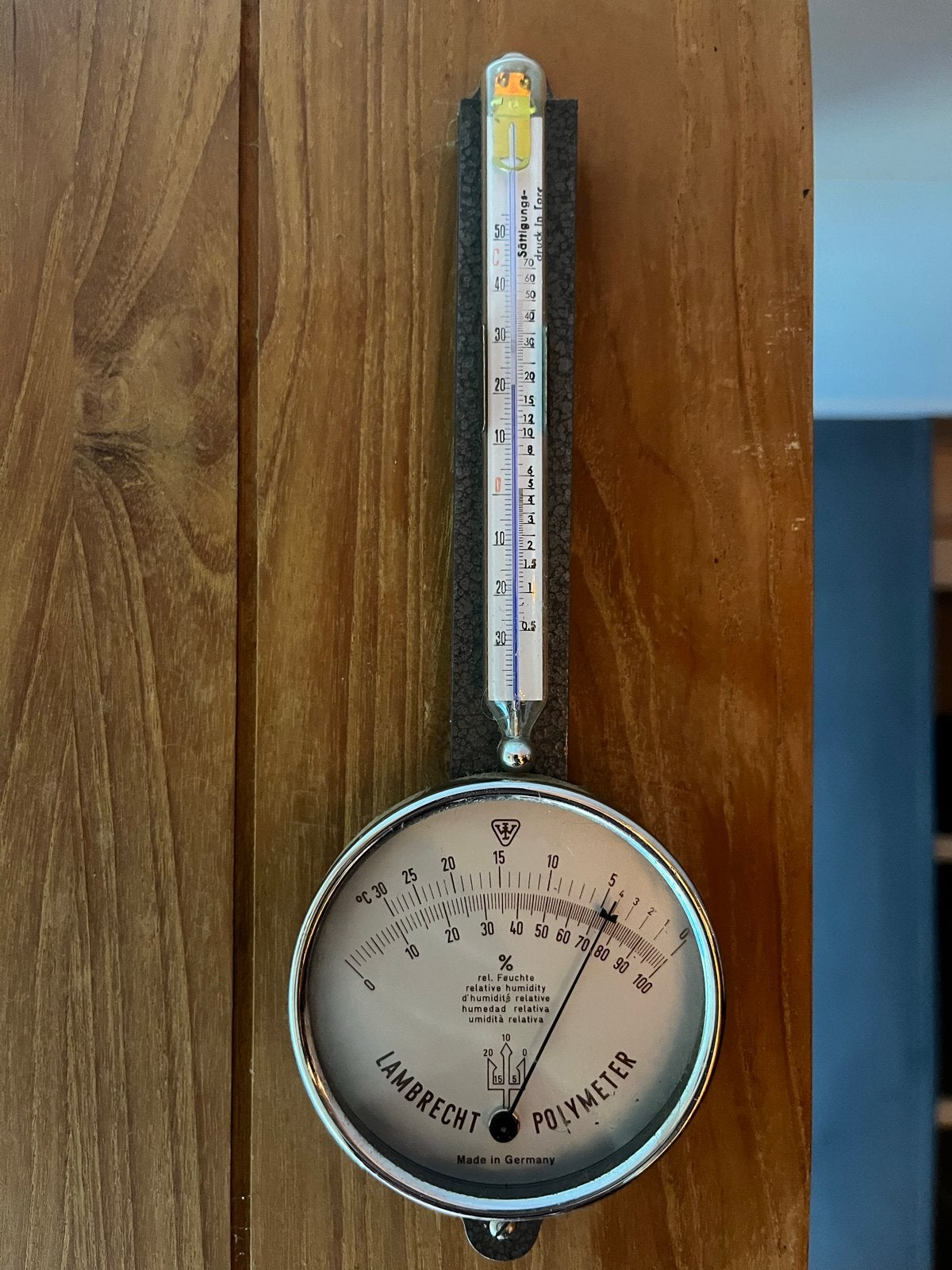 Hygrometer en Thermometer oud, Ophalen, Gebruikt, Metaal, Hygrometer