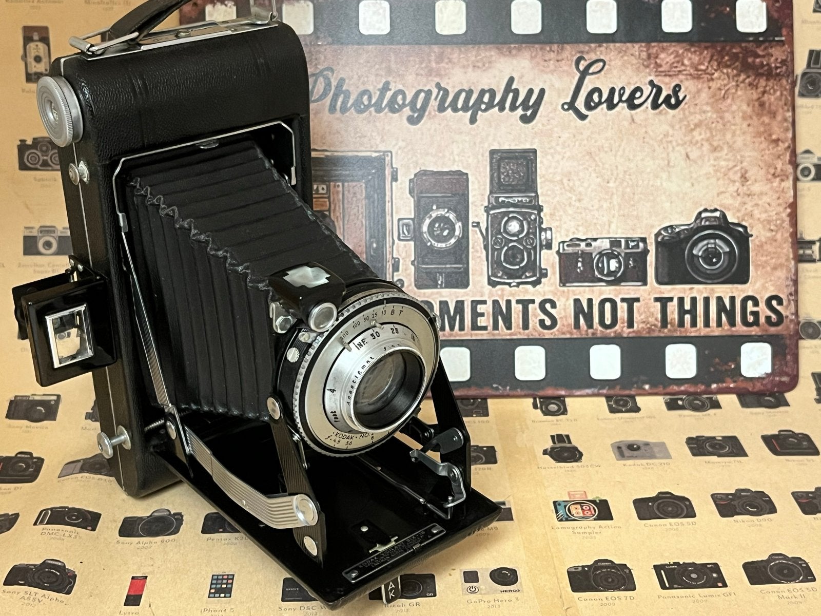 Vintage Kodak No. 2 Kodamatic met Reclameplaat, Ophalen of Verzenden, Zo goed als nieuw, Compact, Kodak