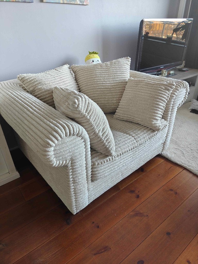 Corduroy loveseat (gebroken wit), Ophalen, Gebruikt, Corduroy zachte stof, Overige maten