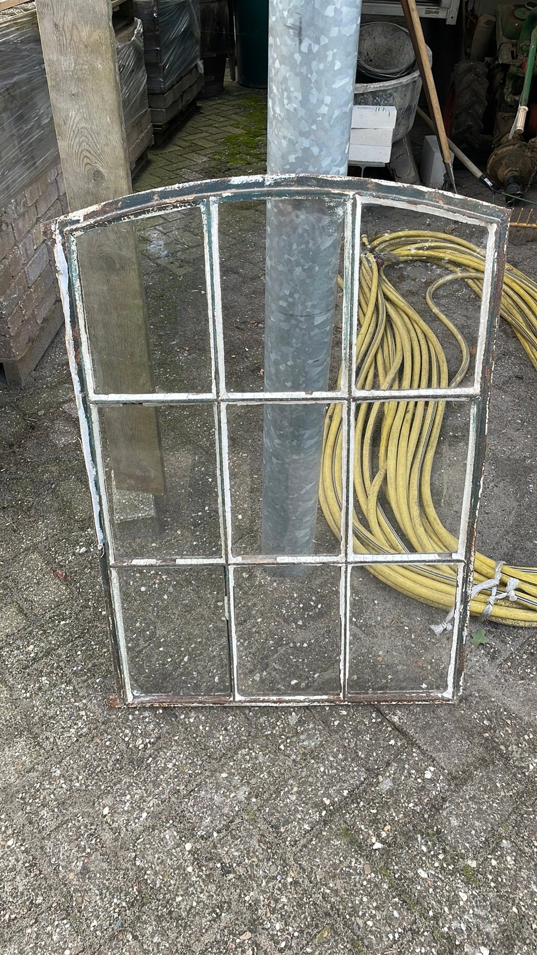 Giet ijzeren raam incl glas, Doe-het-zelf en Verbouw, Glas en Ramen, Ophalen, Gevelraam of Ruit, Gebruikt, Minder dan 80 cm
