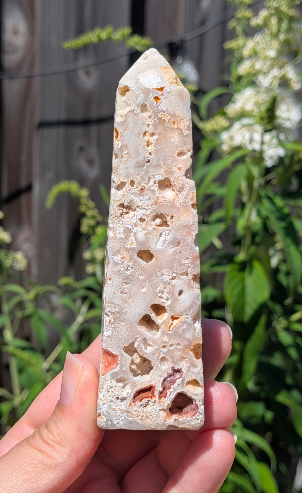 Crazy lace agaat toren met verschillende kleuren druzy, Ophalen of Verzenden