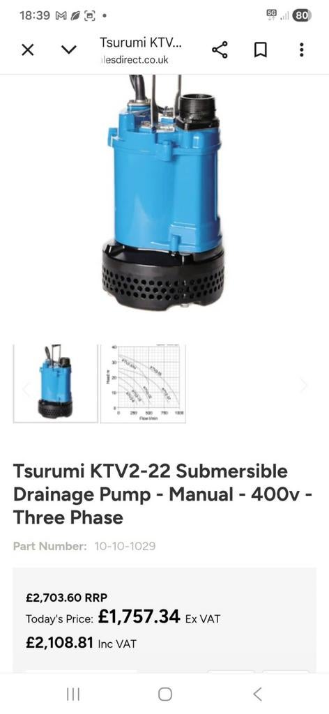 Tsurumi pomp 31 kuub/uur, Ophalen of Verzenden, Nieuw