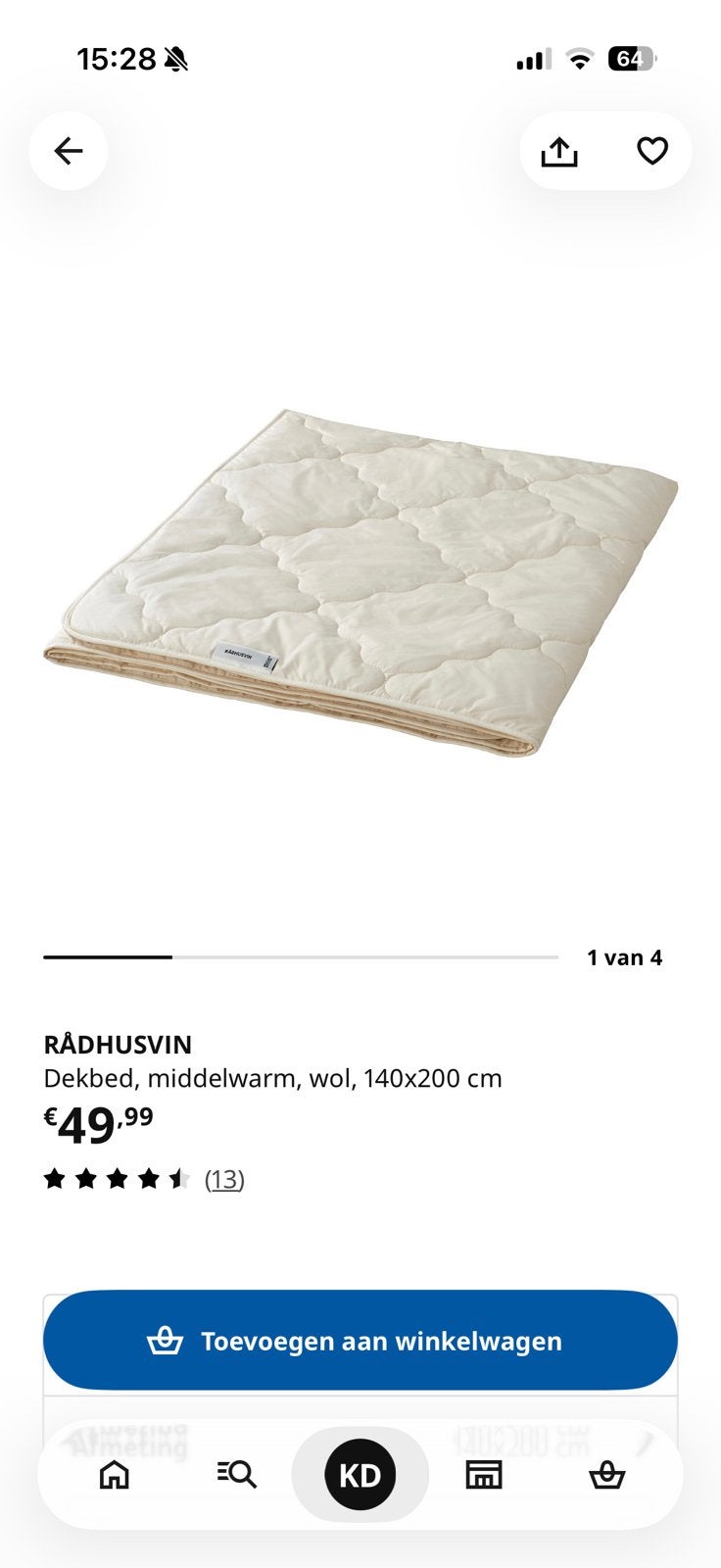 Dekbed 2 x 1 persoons, Ophalen, Eenpersoons, Wit, Dekbedovertrek