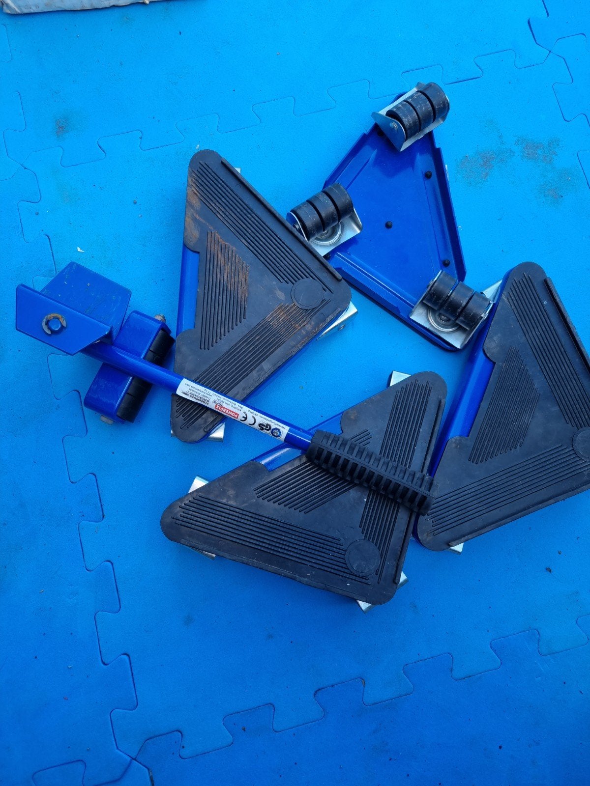 Meubelroller set met hefboom, Ophalen of Verzenden, Gebruikt