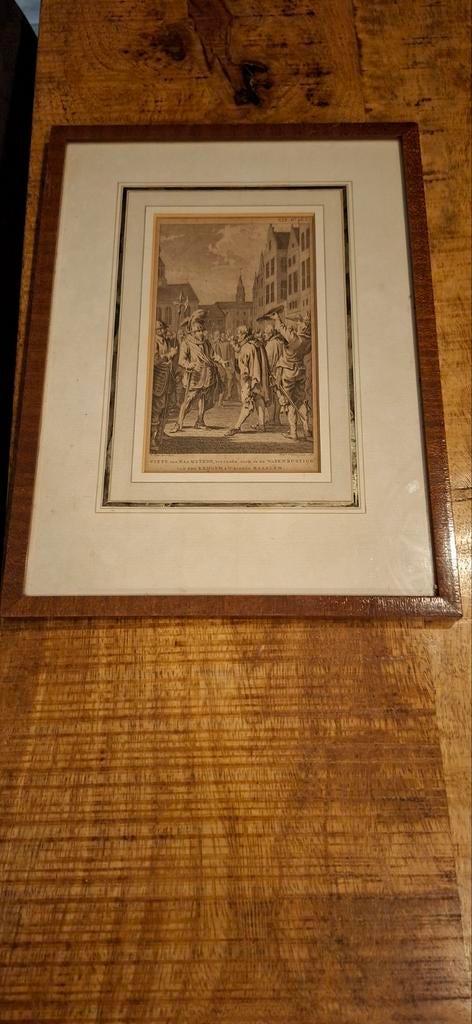 Pittoresk oud prent schilderijtje 30x23, Ophalen of Verzenden