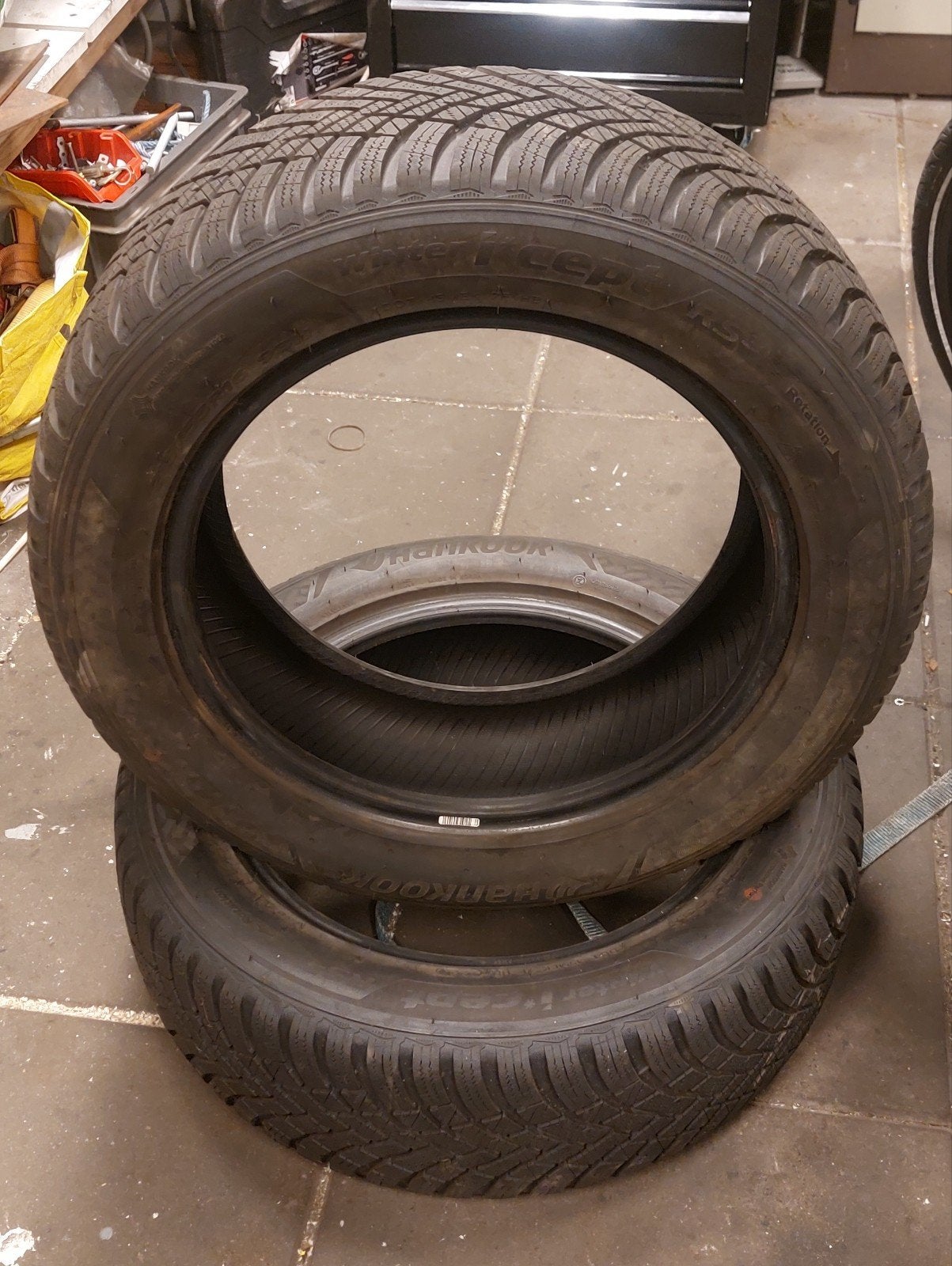 2x 7mm 215/55R16 winterbanden Hankook Winter I*cept RS3 M+S, Ophalen, Gebruikt, Overige automerken