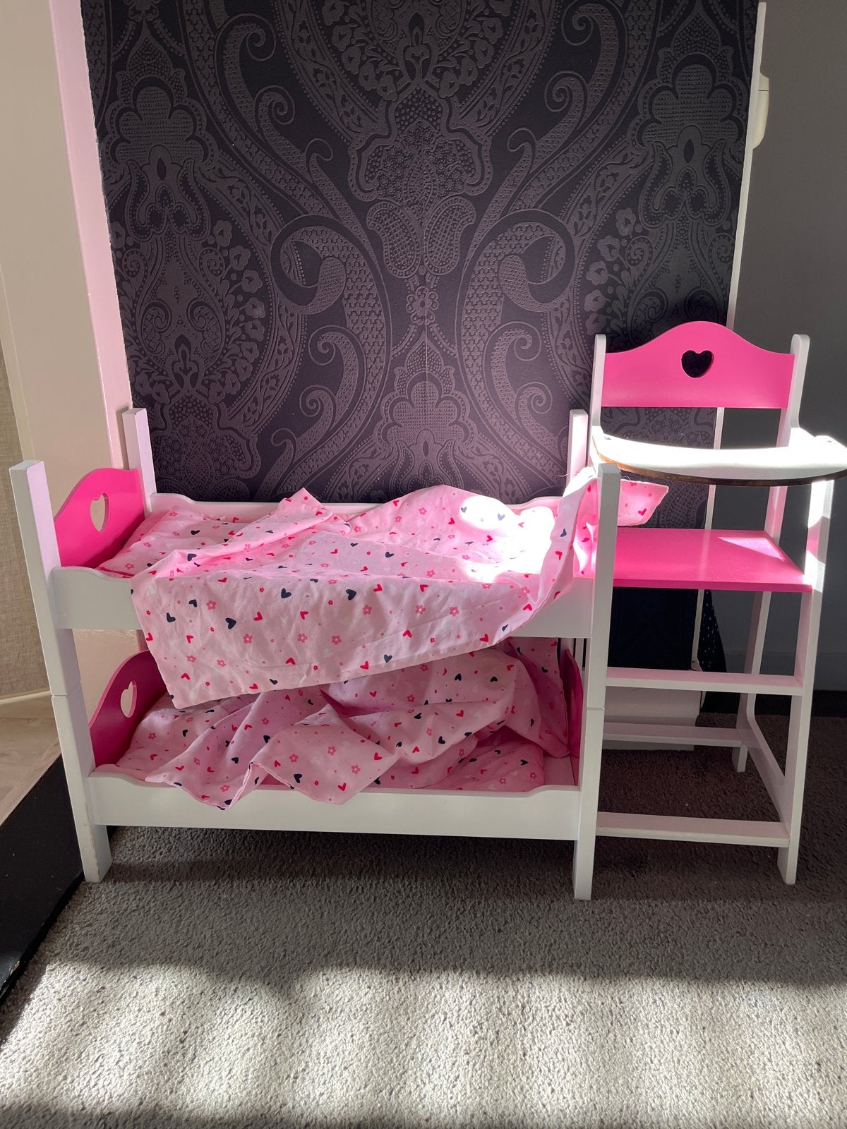 Poppen stapelbed met beddengoed en poppenstoel, Ophalen, Gebruikt, Overige typen