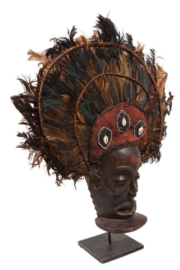 6 afrikaanse Topmaskers, Hout, Afrika, Masker, 55 cm