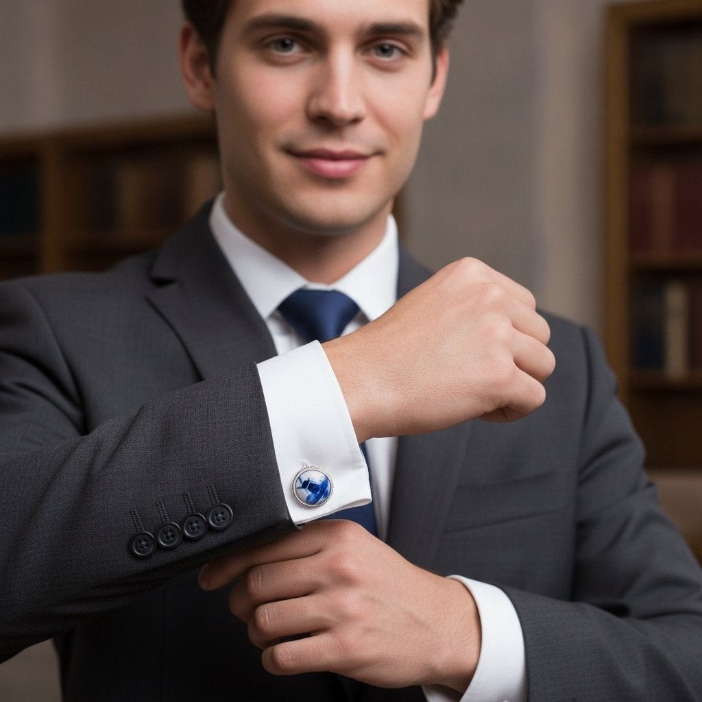Zilveren manchetknopen, Delfts blauw, 835, Sieraden, Tassen en Uiterlijk, Verzenden, Zilver, Ring