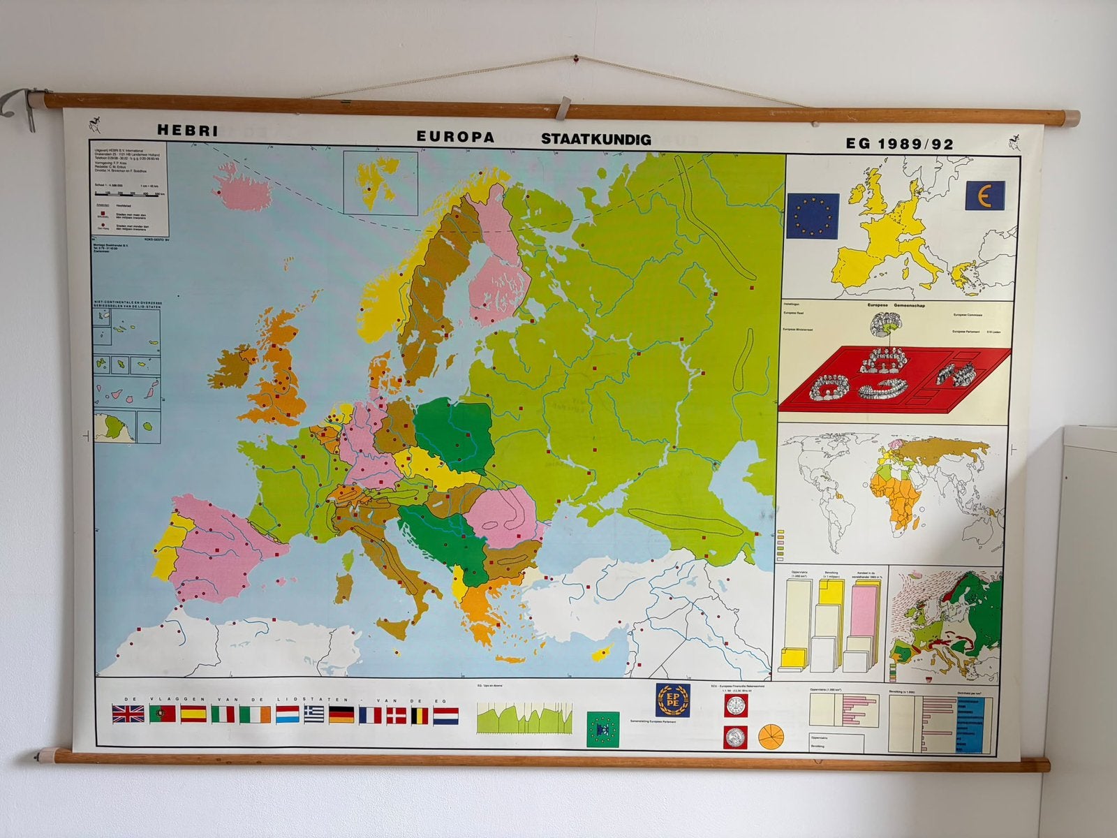 Vintage schoolkaart Europa, Antiek en Kunst, Ophalen, Aardrijkskunde