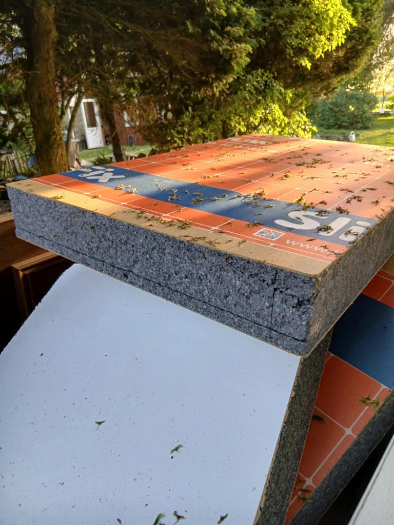 5 Isofix dakisolatie panelen, ca. 1x1 meter, Dakisolatie, Gebruikt, Hardschuim (Pir), 8 tot 12 cm