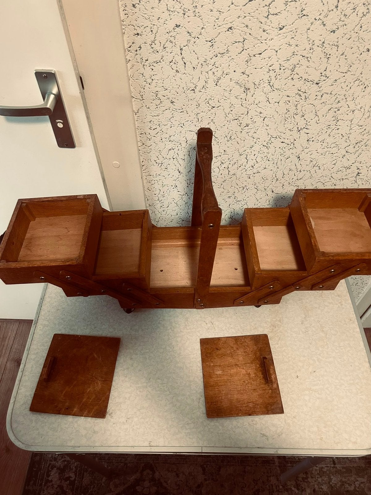 Mooi vintage houten naaidoos, Ophalen of Verzenden, Gebruikt
