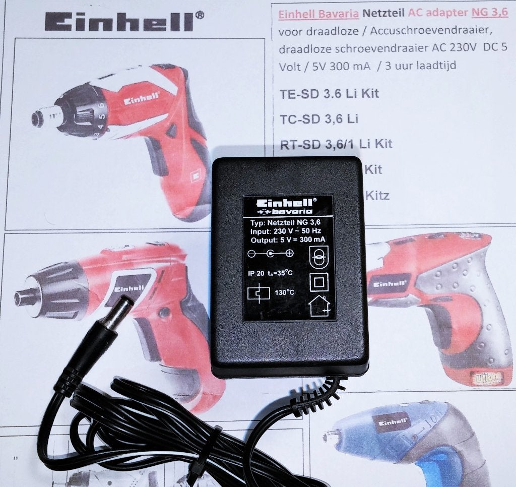 Einhell NG 3.6 YPL N.G.5V 6V ~ 300mA Adapter Lader Charger, Ophalen of Verzenden, Zo goed als nieuw