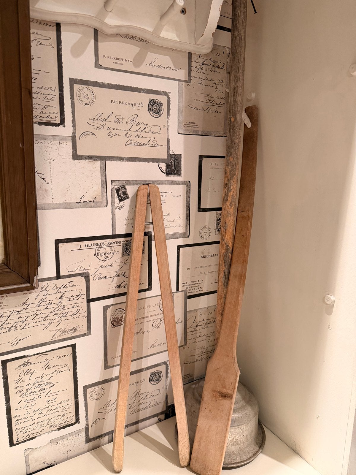 Brocante houten wasgerei, Ophalen