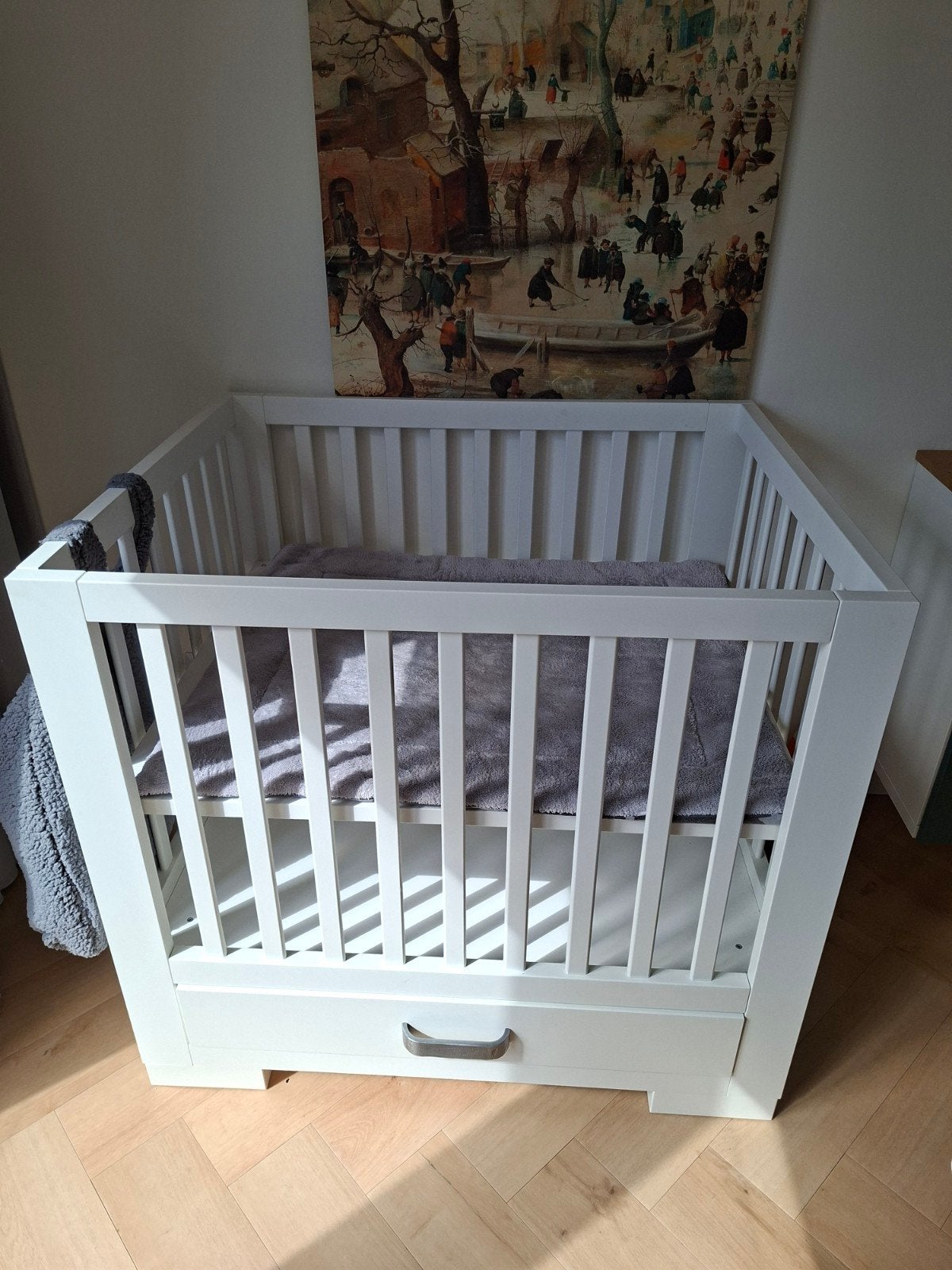 Box kidsmill wit met lade met boxkleed en speelgoedzak, Ophalen of Verzenden, Zo goed als nieuw, In hoogte verstelbaar