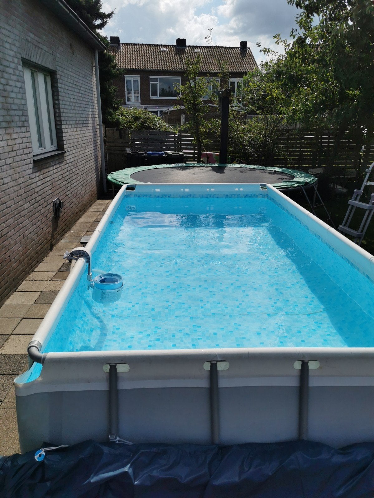 Bestway Power Steel Zwembad 4.5x2.2m + Warmtepomp en zandf.p, Ophalen, Gebruikt, 200 tot 300 cm, 80 tot 120 cm