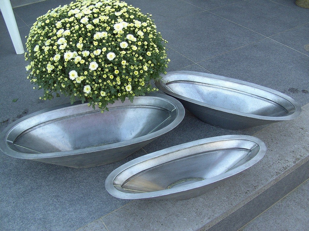 METALEN BLOEMPOT SCHALEN 3 DLG GROOT 68 cm Nieuw, -, Ophalen of Verzenden, Minder dan 40 cm, Metaal