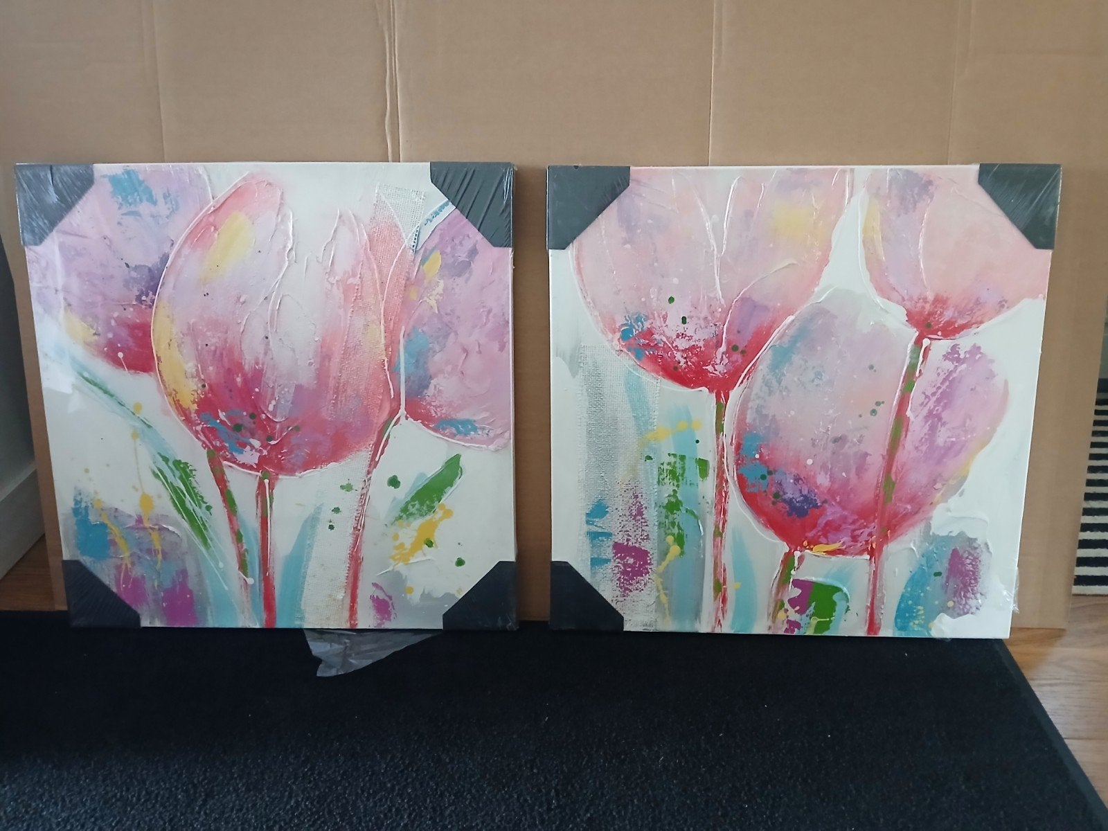 Abstracte bloemen schilderij op linnen - Nieuw in verpakking, Antiek en Kunst, Kunst | Schilderijen | Modern, Ophalen, Op houten frame