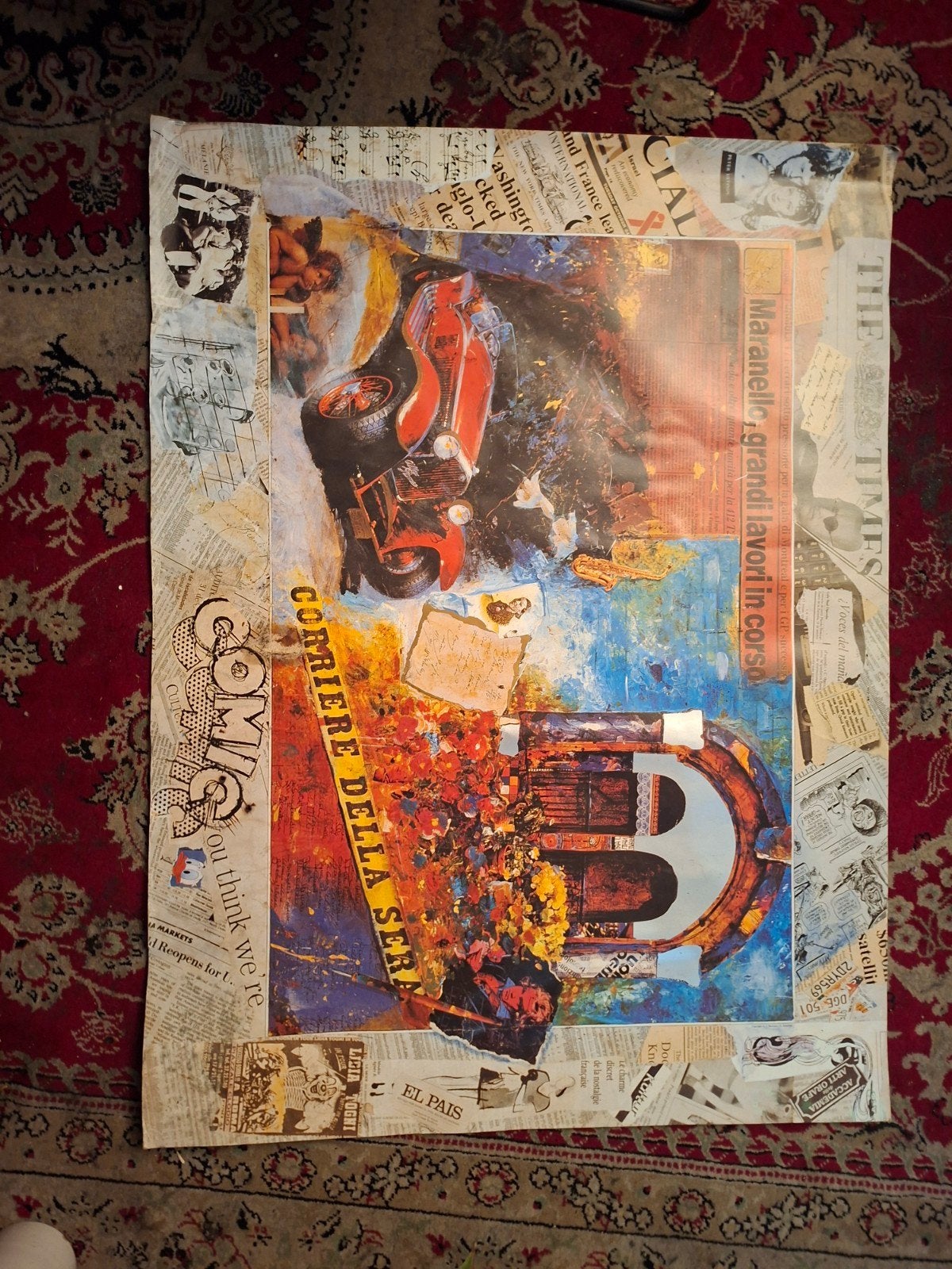 Uniek kunstwerk: Collage met auto en architectuur, Ophalen