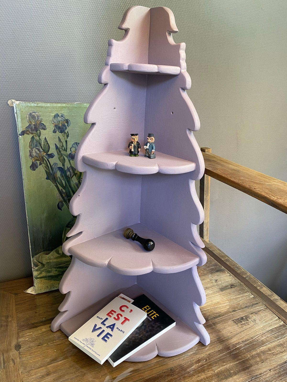 Lila/paars houten hoekmeubel - staand of hangend, Huis en Inrichting, Woonaccessoires | Wandplanken en Boekenplanken, Ophalen of Verzenden