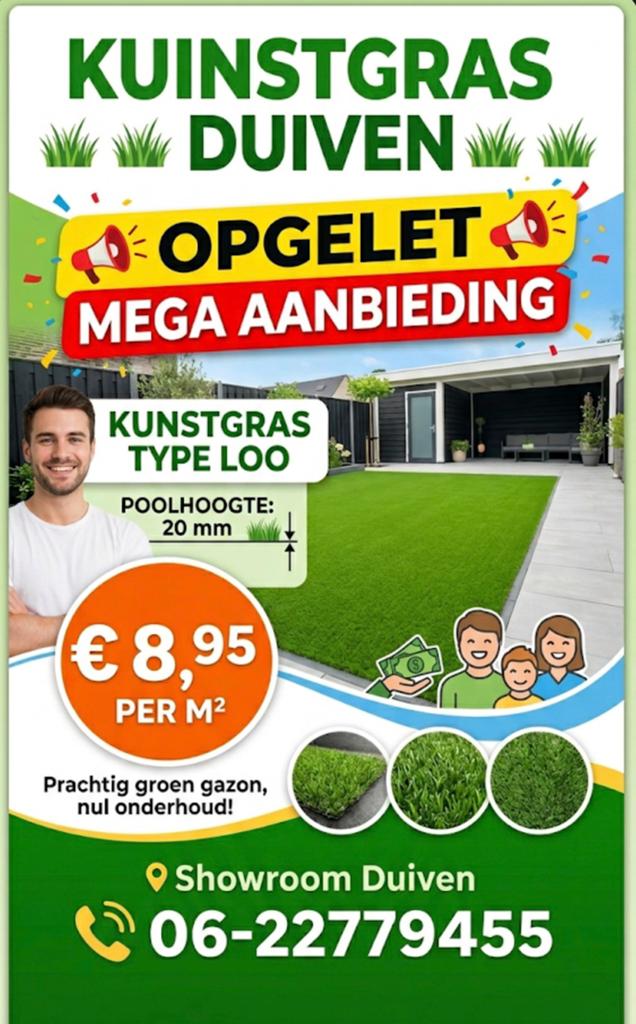 Kunstgras  GENIETEN MAAR, Tuin en Terras, Gras en Kunstgras, Ophalen of Verzenden, Nieuw, Kunstgras