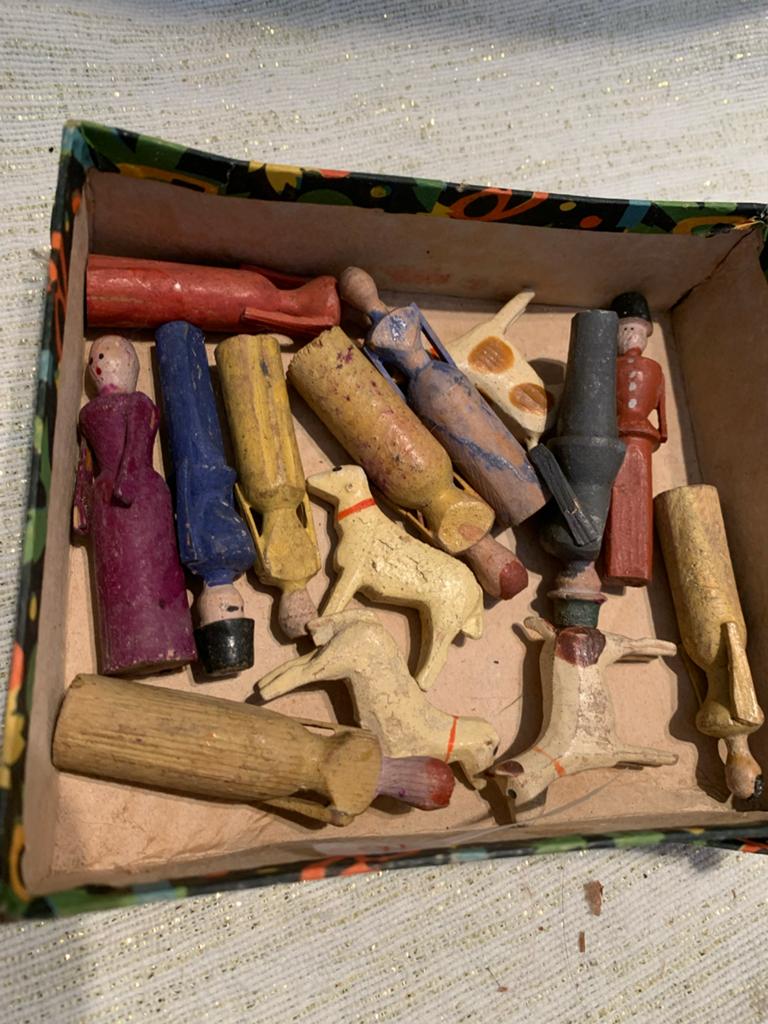 Antieke Erzgebirge figuurtjes in originele doos, Ophalen of Verzenden