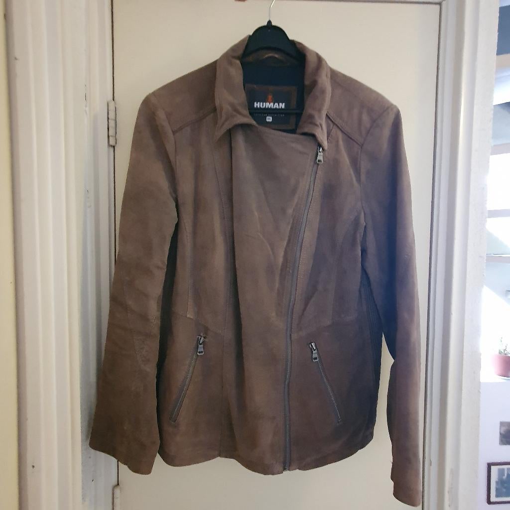 Leren Biker Dames Jas XXL (maat 46), Bruin, Maat 46/48 (XL) of groter, Ophalen of Verzenden, Human Nature