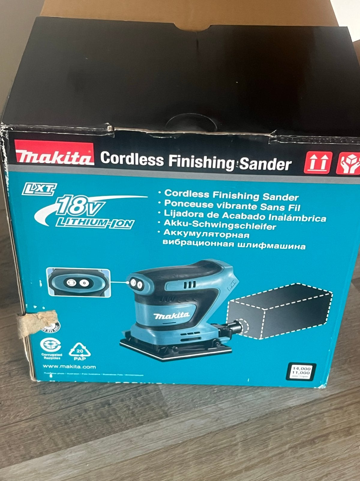 Makita DBO480 Accu Vlakschuurmachine 18V LXT, Doe-het-zelf en Verbouw, Gereedschap | Schuurmachines, Zo goed als nieuw, Vlakschuurmachine