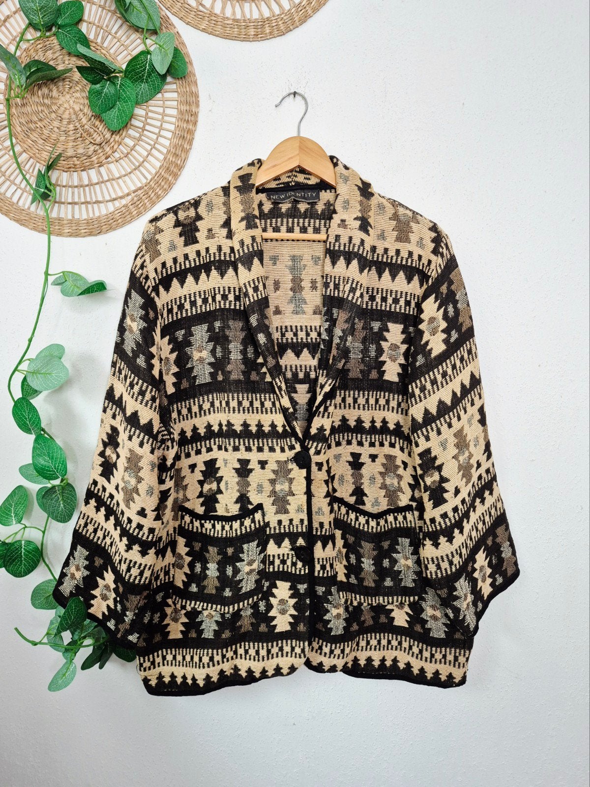 Vintage boho, ethnic geweefd katoenen jasje XL, Verzenden, Maat 46/48 (XL) of groter, Zo goed als nieuw, Vintage