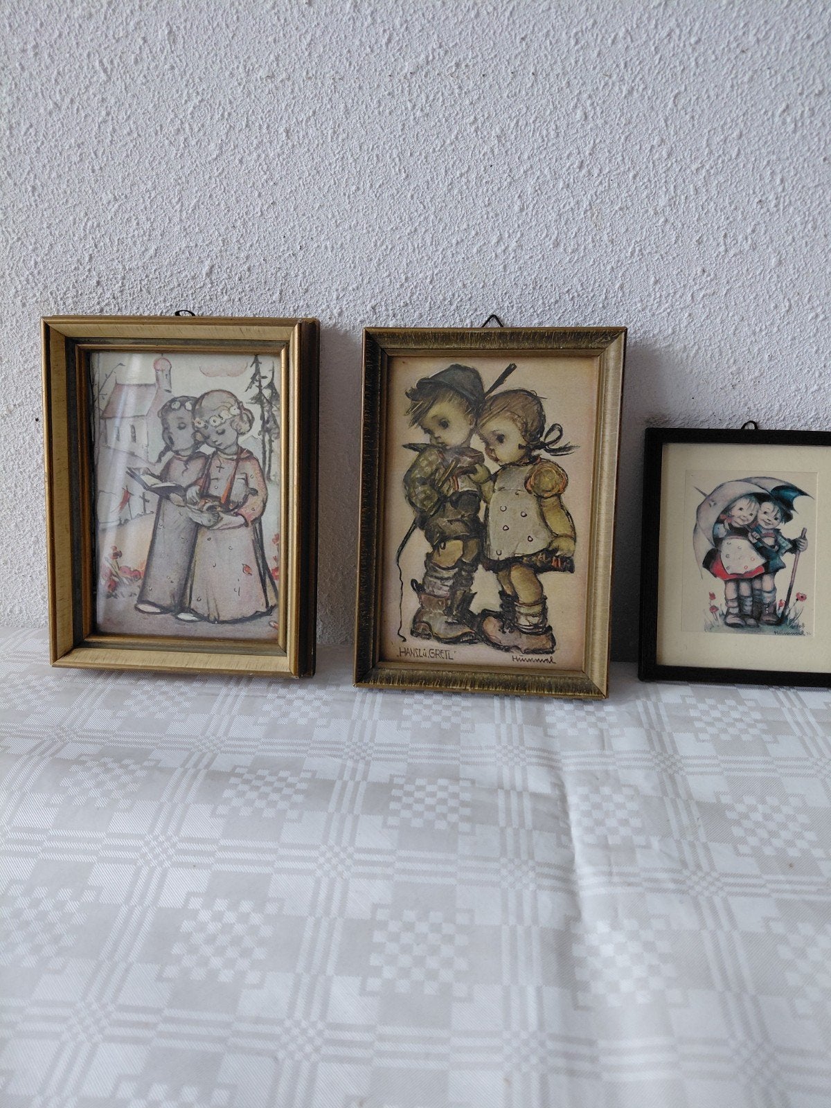 Set van 3 Vintage Hummeltjes Prints in Lijst, Antiek en Kunst, Ophalen of Verzenden, Print, Print/reproductie, Ingelijst