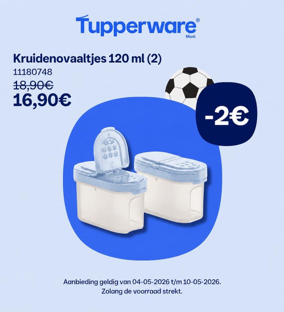 tupperware kruidenovaaltjes set 120ml lichtblauw, Ophalen of Verzenden, Nieuw, Overige typen