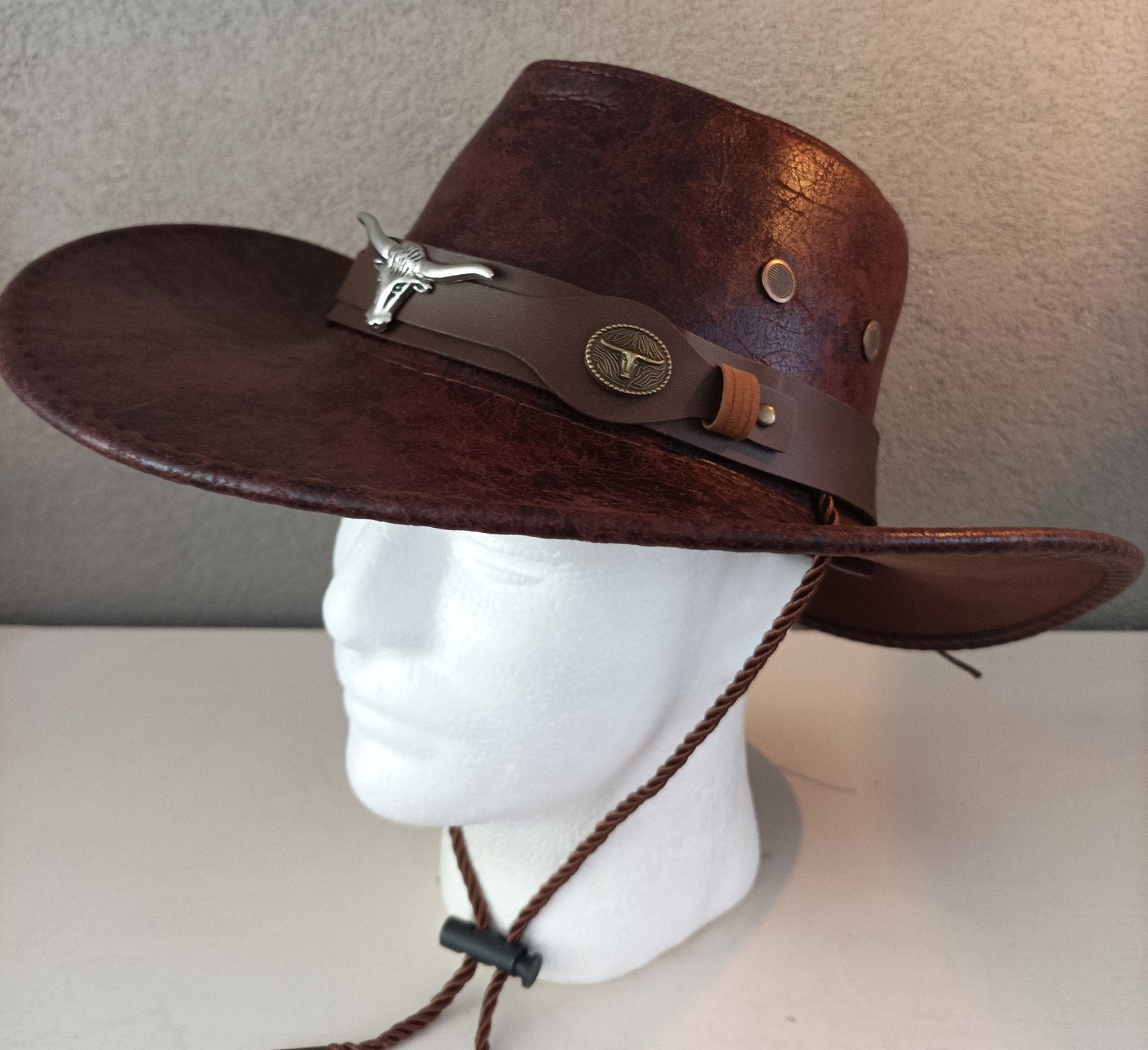Western- Cowboy leather look hoed. Unisex., Kleding | Dames, Hoeden en Petten, Hoed, Nieuw, Ophalen of Verzenden, Nvt