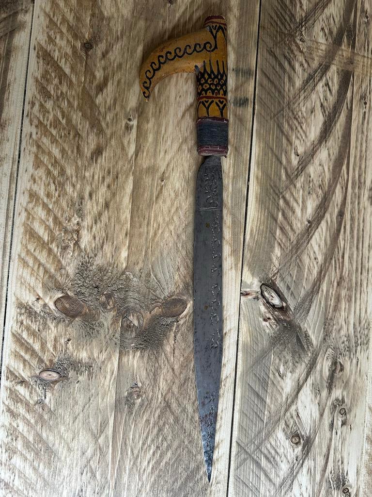 Antieke Dayak Mandau met schede - Borneo, Antiek en Kunst, Ophalen