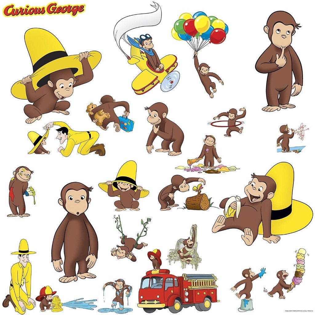 Aapje muurstickers - Curious George - 24 st - RoomMates NEW, Nieuw, Ophalen of Verzenden, Wanddecoratie, Meerkleurig